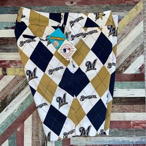 Loudmouth Women’s NWT Fairway Bermuda Shorts Argyle Milwaukee Brewers Golf 12